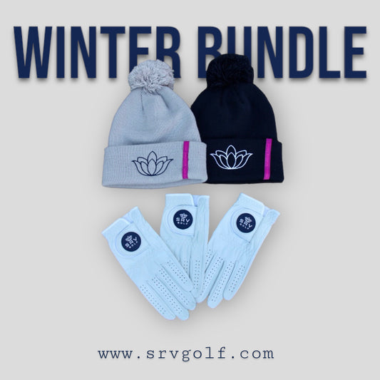 Winter Golf Bobble Hat + 3-pack gloves