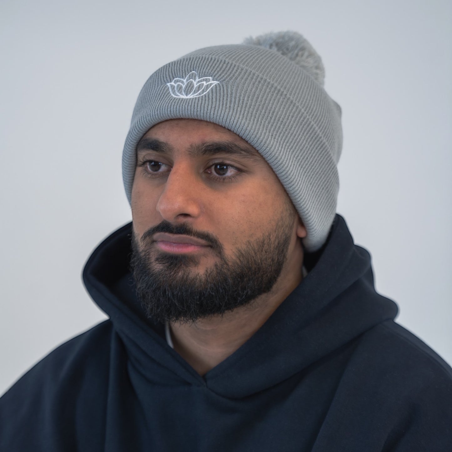 The Lotus (Light Grey) - Winter Bobble Hat