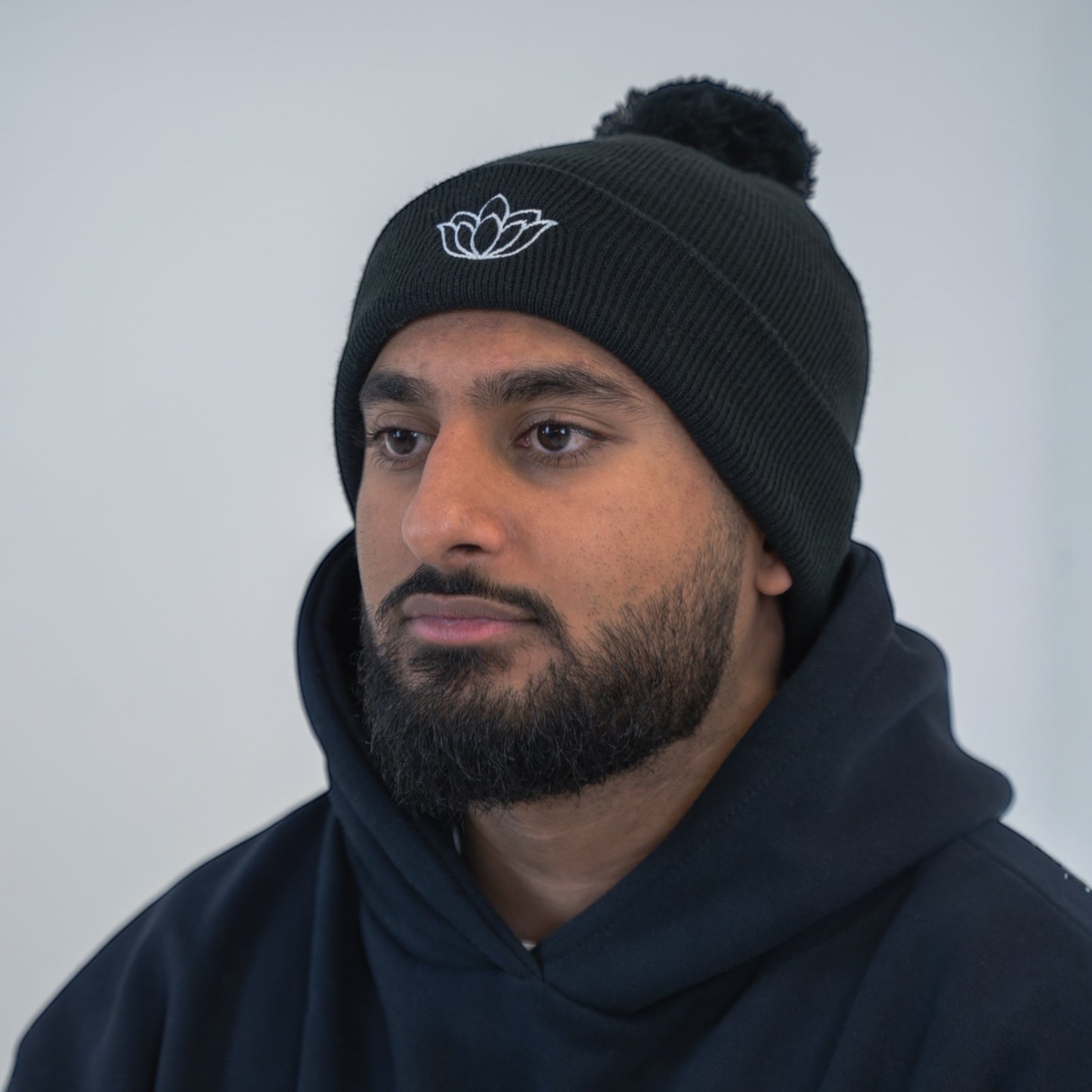 The Lotus (Black) - Winter Bobble Hat