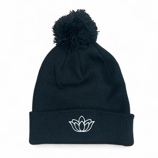 The Lotus (Black) - Winter Bobble Hat